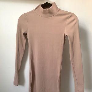 H&M Mock-Neck Ribbed Long-Sleeve Mini Dress